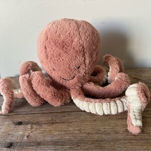 Jellycat Blush Pink and Cream Plush Odell Octopus NWOT